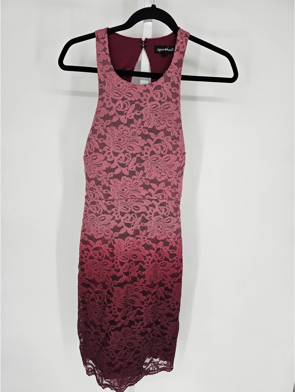 Sequin Heart Women's Pink Sleeveless Floral Lace Mesh Midi Dress Size 13